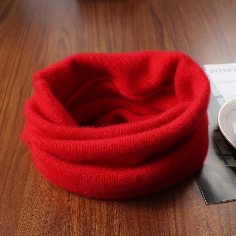 100% Pure Wool Solid Outdoor Windproof Ring Scarf Women Thick Winter Warm Scarves Head Neck Wraps Neckerchief Mask
