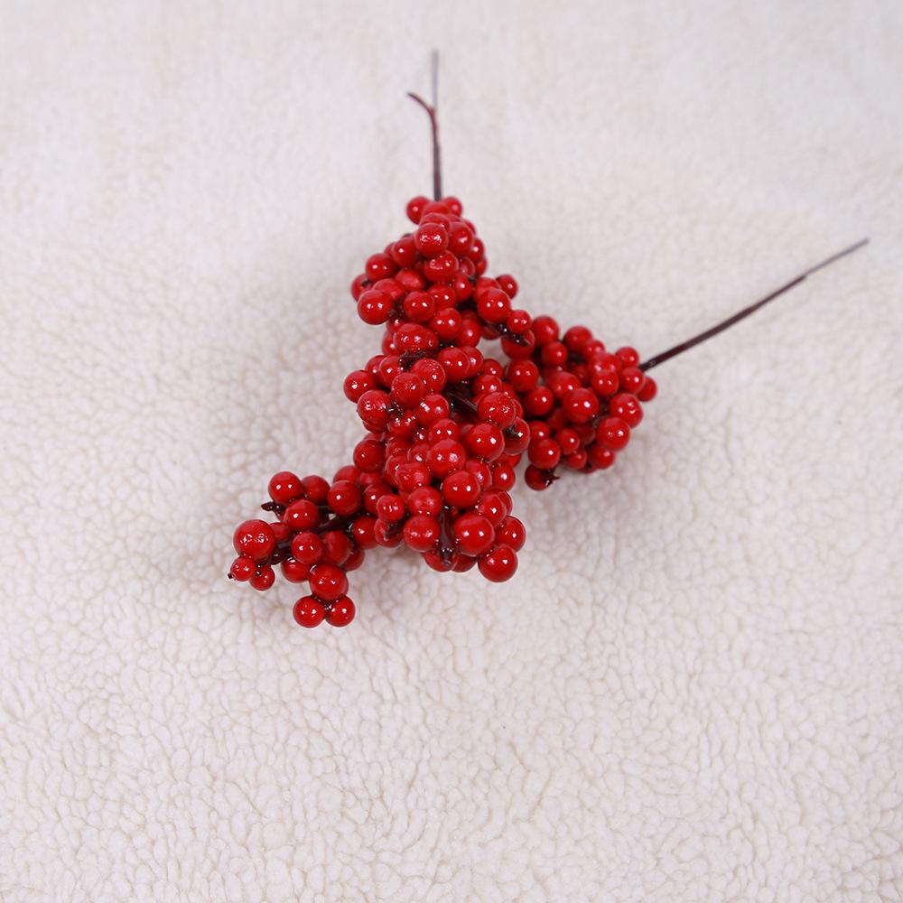 Simulation Fake Flower Three-Pronged Simulation Red Berry String, Christmas Holly Fruit Rich Fruit Diy Accessories