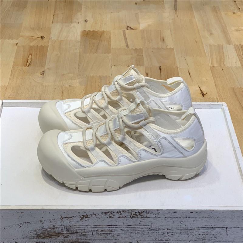 Fashion Summer Women Sandals Mesh Casual Shoes White Thick-Soled Lace-Up Sandalias Open Toe Beach Shoes for Women New Zapatos Mujer