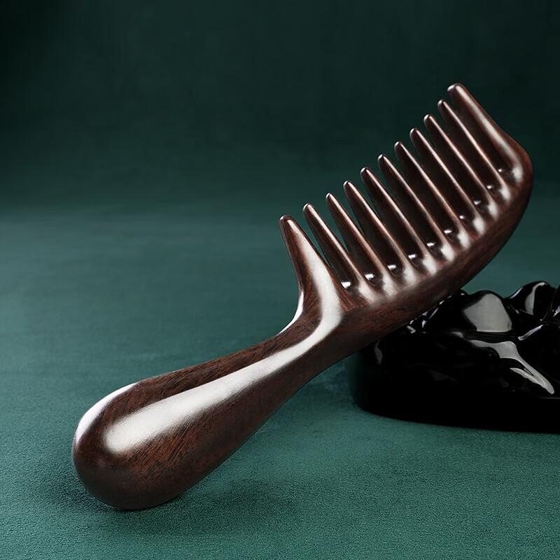 HOMEMAKER Natural Ebony Wood Wide Tooth Massage Comb