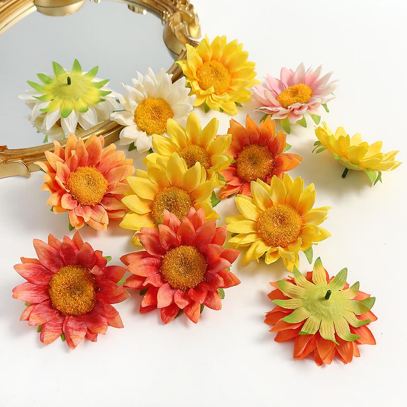 Sunflower Silk Flower Set for DIY Wedding Décor, Wall Arrangements, Straw Hat Embellishments, and Handmade Crafts.