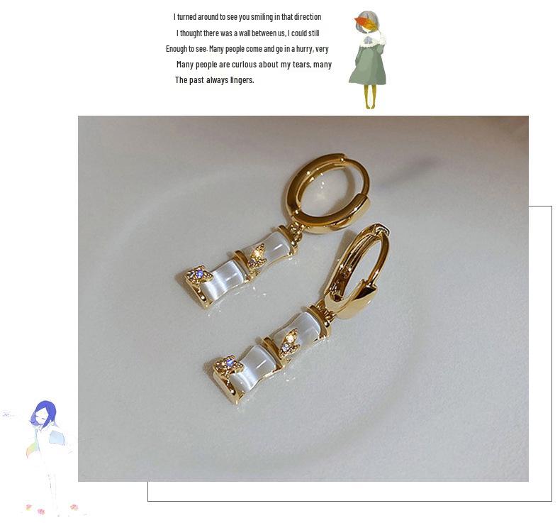 Elegant Bamboo Joint Cat's Eye Earrings: Chic, Versatile Design for Women