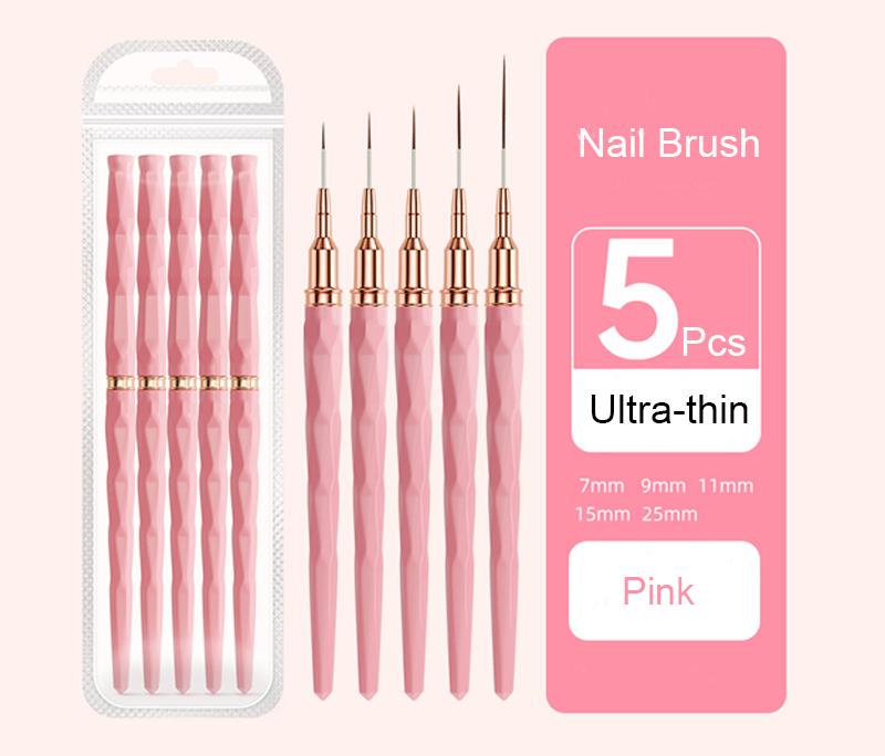 5Pcs Colorful Nail Art Liner Painting Brushes Ultra-thin Line Drawing Tool 7/9/11/15/25mm Details Manicure Nail Liners Pen Tool