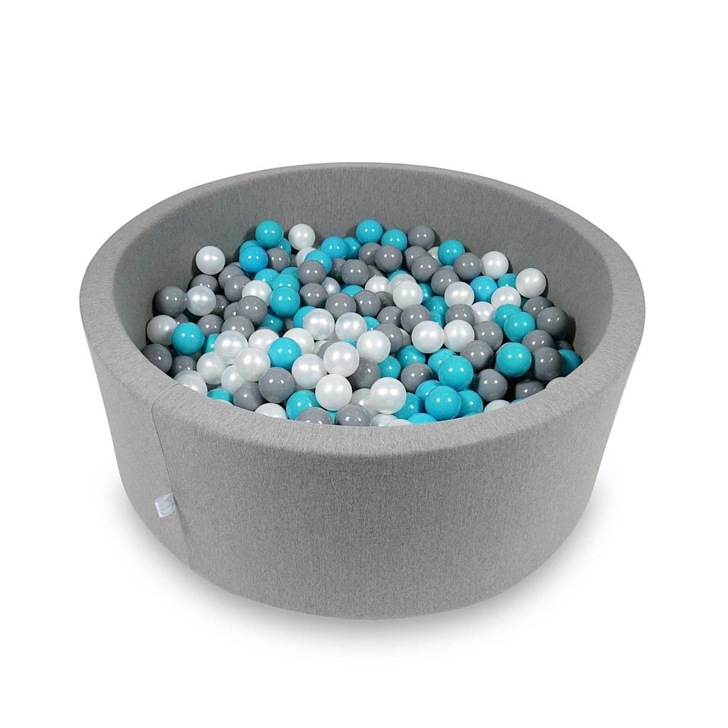 Dry pool 110x40cm gray with 500 balls: turquoise, gray, pearl