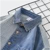 Nouvelles Chemises en Denim Tendance pour Hommes Printemps/Automne Streetwear Chemise en Jean à Manches Longues Coupe Slim Décontractée Hauts pour Hommes Chemise à Coutures Rayées Surchemise Jeune