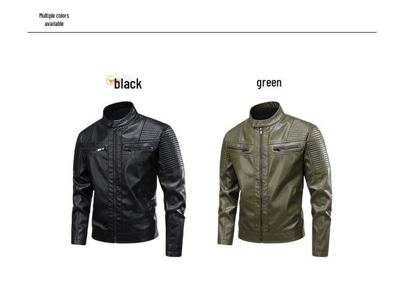 Men's Retro PU Leather Motorcycle Jacket with Stand Collar - Spring/Autumn 2025 Collection