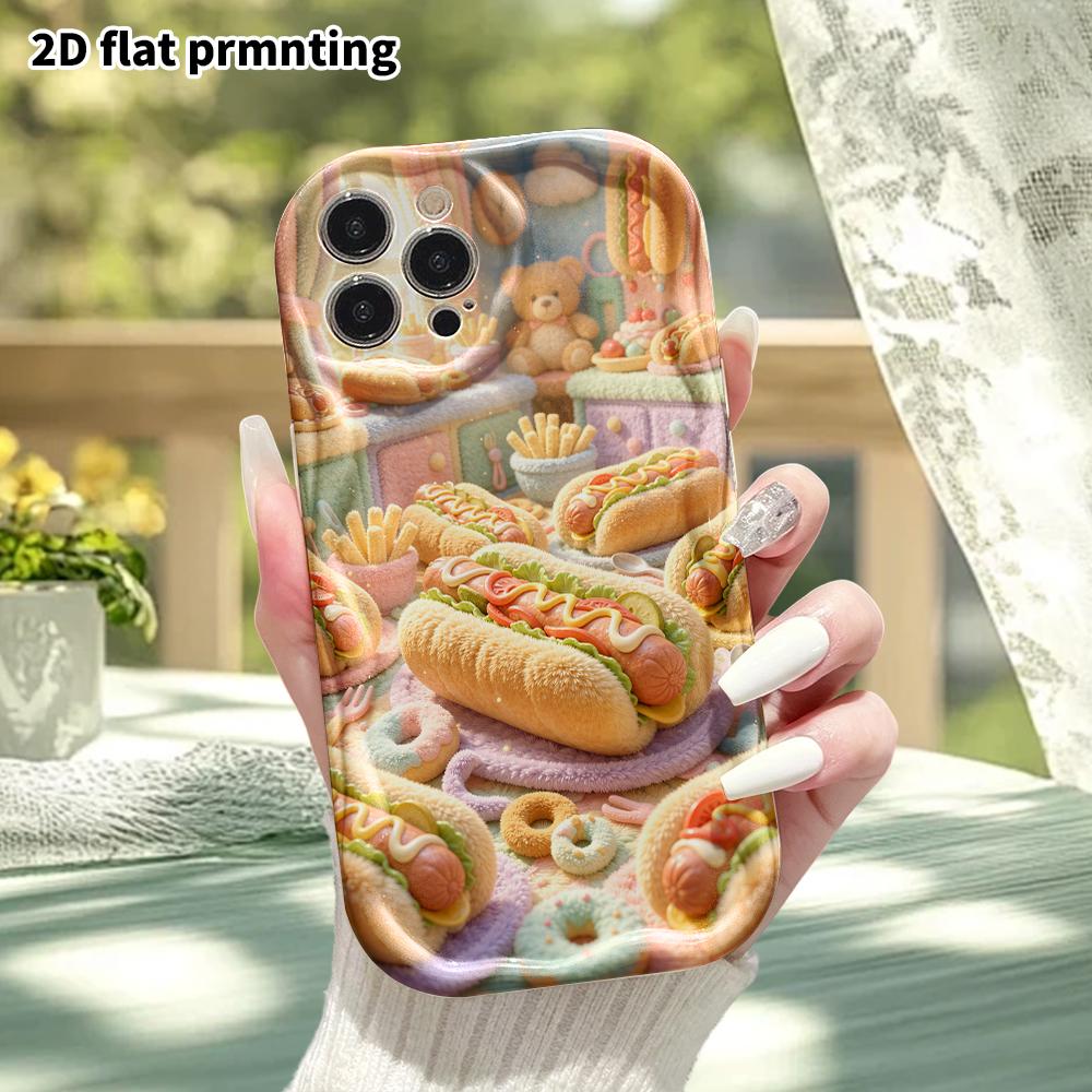 Phone Case: 2D Flat, Suitable for iPhone 18 17 16 15 14 13 12 Pro, Hot Dog Kitchen, Perfect Christmas and Halloween Holiday Gift