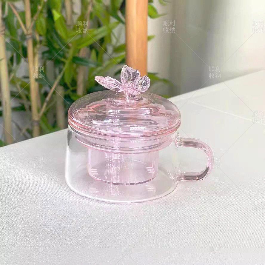 

Чашка для чая с крышкой, 280 мл, розовое боросиликатное термостойкое стекло, офисная посуда, стеклянная посуда 280ml розовый