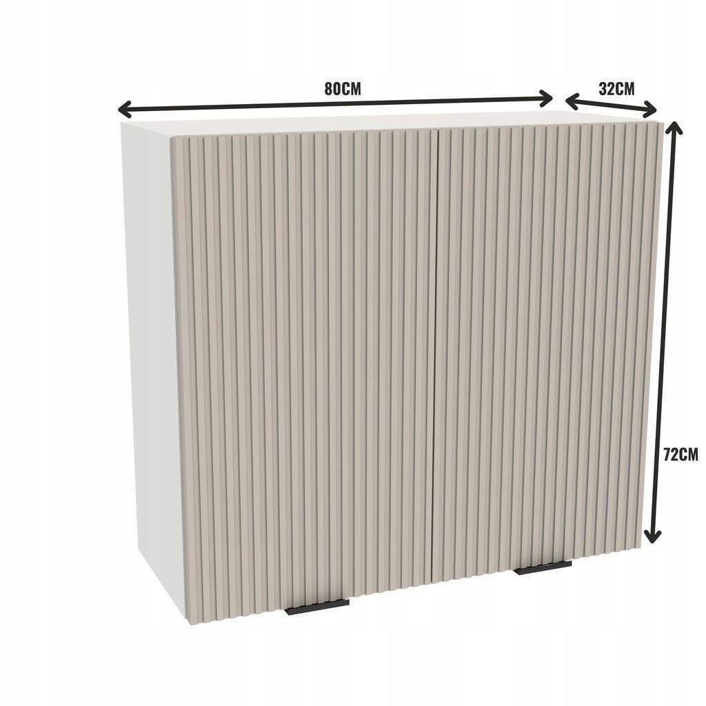 Upper Kitchen Cabinet 80/72 Vigo Body White Front Grooved Cashmere Matte