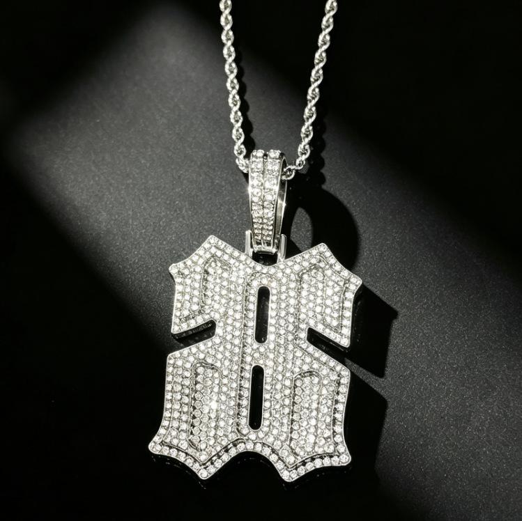 Stile Hip-hop Europeo e Americano Lega Dorata Retro-retro Numero 66 Ciondolo Street Rap Accessorio Trendy