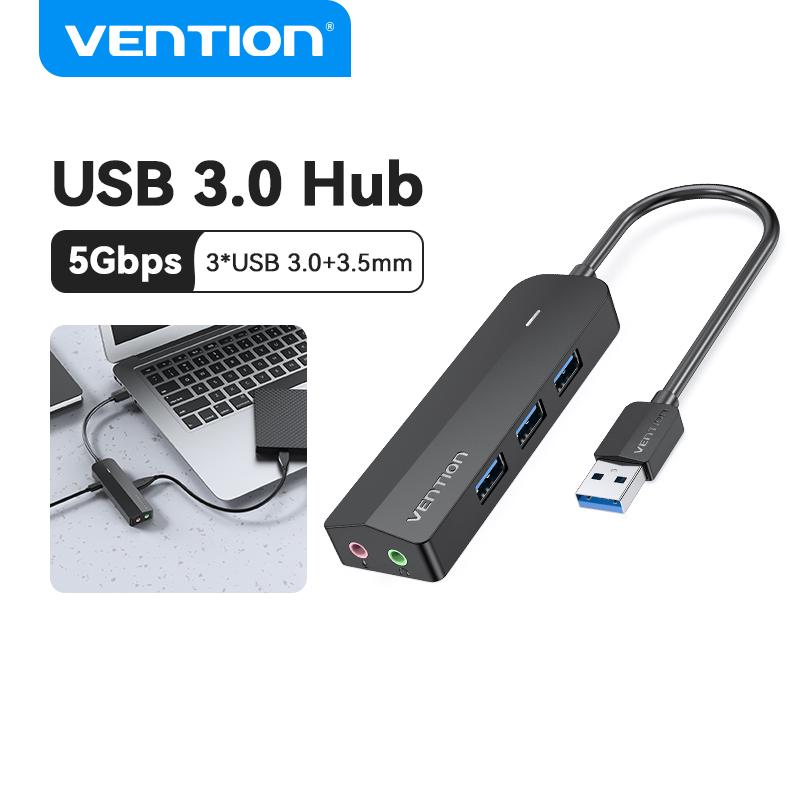 Vention USB Hub hubs 3 5mm Microphone female extender multi usb port hub 3 Port usb hub 3 0 usb hub For Computer PC usb multiple port hub  Earphone CHI