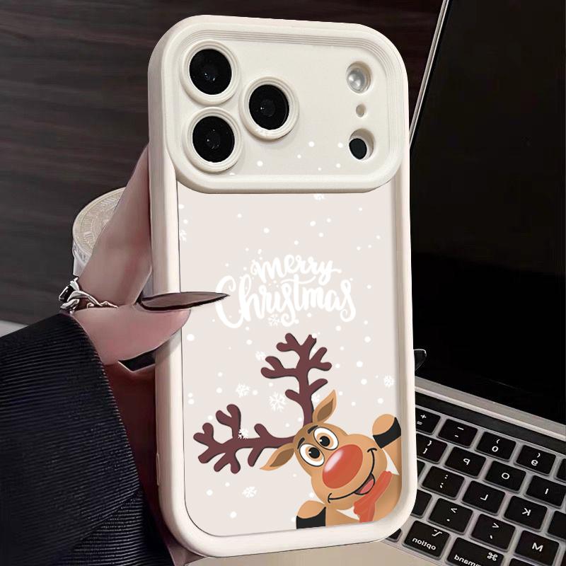 Cute Christmas Elk Pattern Case For iPhone 17 Air 16e 16 15 14 Pro Max 13 17 Pro Max 17 Pro 17 Shockproof Soft TPU Silicone Phone Cover Funda