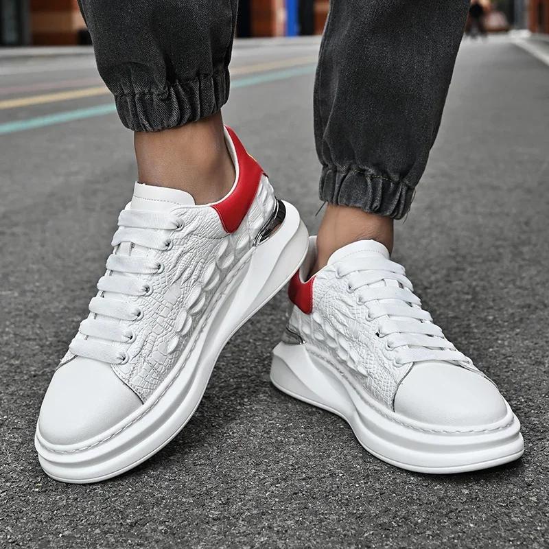 Mode im koreanischen Stil Leichte Schuhe mit dicker Sohle Weiß Individualität Frühling Unisex Modeschuhe Freizeitschuhe Fußkomfort Herren