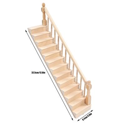 Puppenhaus Treppe Glänzende Abgerundete Ecken Birkenmaterial DIY Lebendig Niedlich 1/12 Maßstab Miniatur Treppenhaus für Basteln Puppenhaus