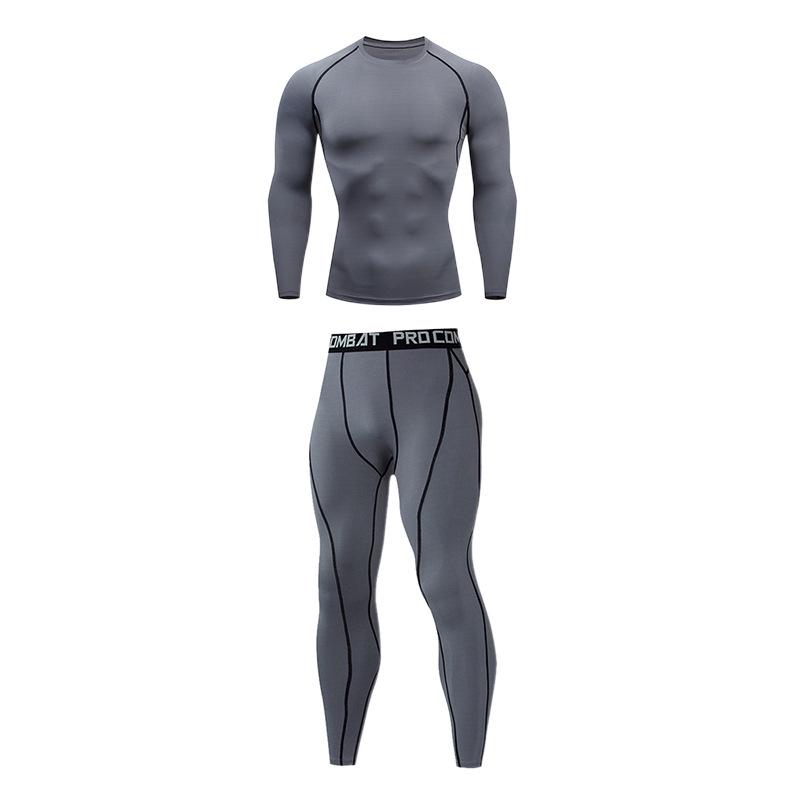 Men's Quick-Dry Sports Fitness Set: Breathable Long Sleeve Top & High Elastic Pants for Basketball, Running, Football & Training