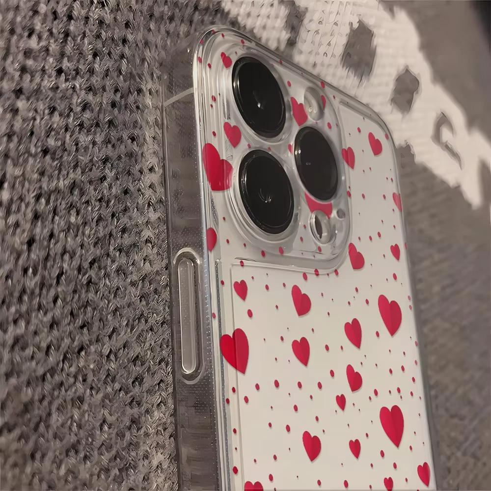 Luminous Love Print Clear Phone Case for iPhone 17 Pro Max 16 15 Pro 14 13 12 11 XR 17Air 16 Plus Silicone Cover