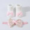 Baby Strick Socken Kopfbedeckung Prinzessinnen Stil Baby Mädchen Stirnband Socken Modische Haaraccessoires für Säuglinge & Babys