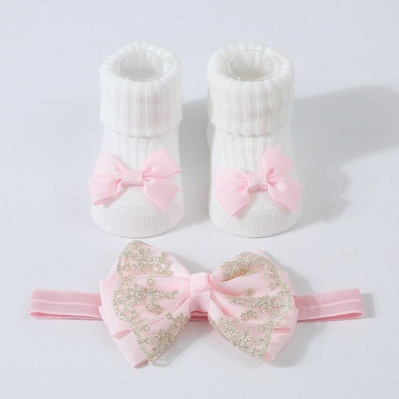 Baby Strick Socken Kopfbedeckung Prinzessinnen Stil Baby Mädchen Stirnband Socken Modische Haaraccessoires für Säuglinge & Babys