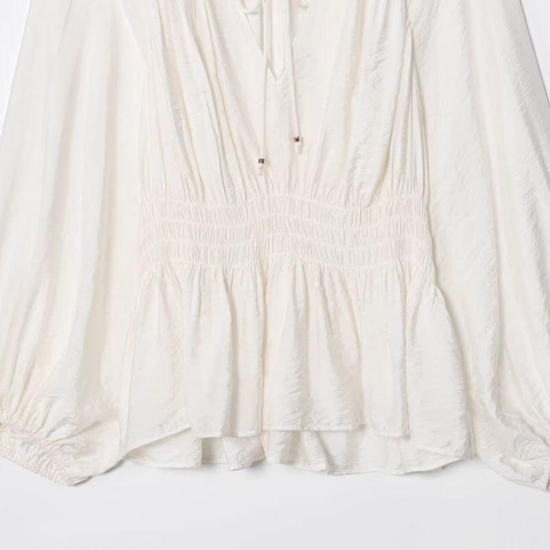Araltay New Arrival Fashion Style Women's Clothing Fashion All-Match Minimalist Pure Color Ruched Shirt Tops 1300636
