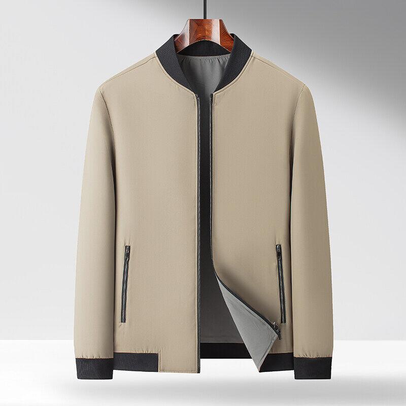 Double-sided Baseball Collar Business Casual Jacket for Men and Middle-aged Men Spring Jacket Daddy Dress One and Two Tops