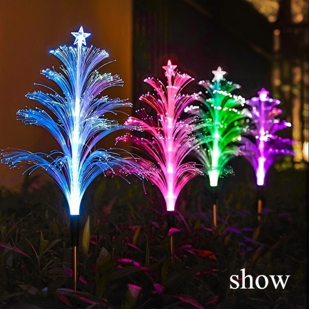 2PCS Solar Five-layer Jellyfish Star Light, Christmas Tree Light, Outdoor Waterproof Garden Lawn Floor Flower Light, Party Decoration Light