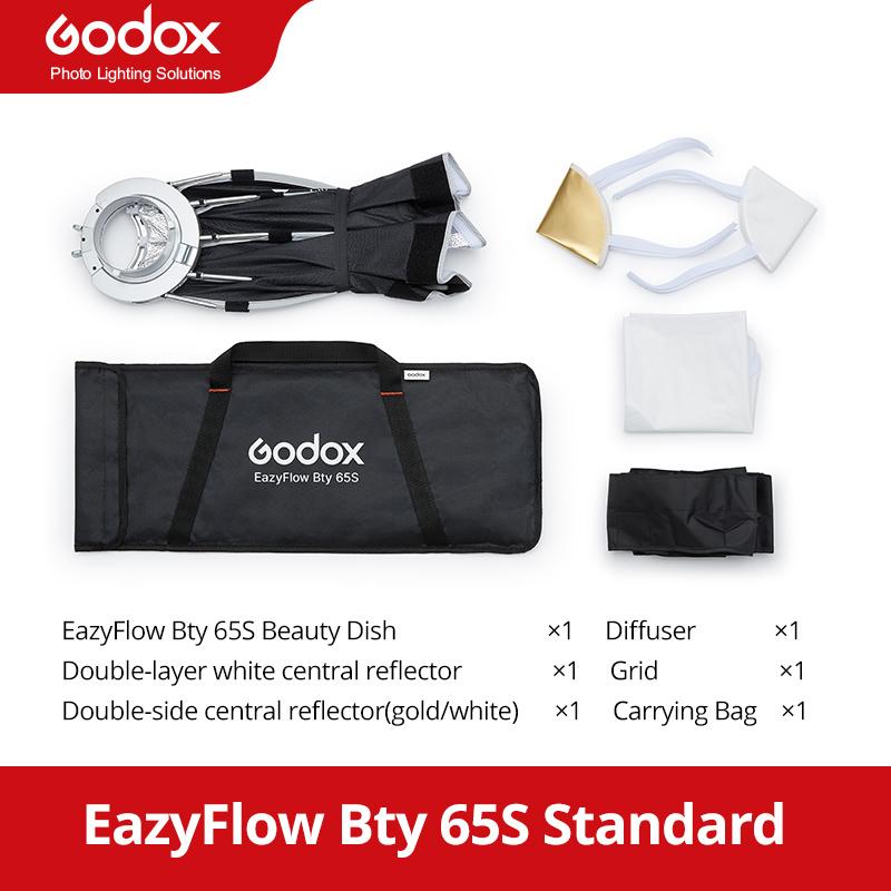 New Godox EazyFlow Beauty Dish 65/85cm Quick-Open Design Bowens Mount for Photography Studio Flash