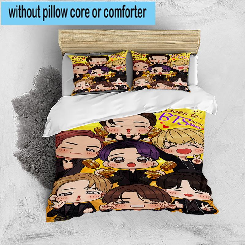 3PCS K-pop Cartoon Friends 3pcs Bedding,Including 3PCS Duvet Cover And 2pcs Pillowcases Perfect for Christmas,Ideal for Bedroom, Dormitory