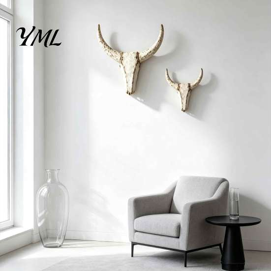 Unique Mantelpiece Statues Longhorn Bull Wall Sculpture, Rustic Farmhouse Animal Figurine, Distressed Decoration, Sculpture Decorative Vintage Statue