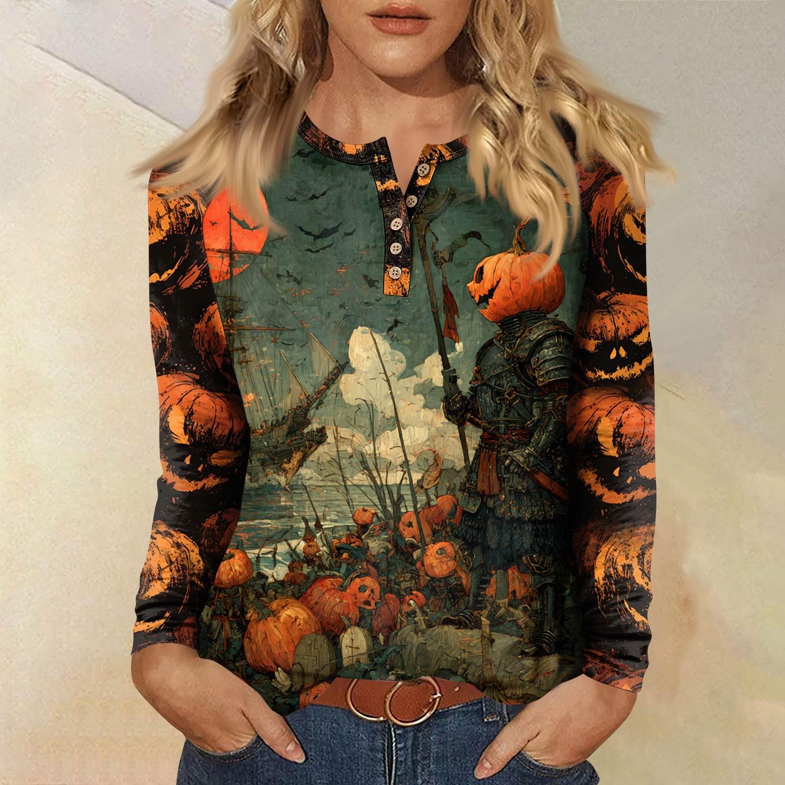 

Women s T Shirt Print Long Sleeve Daily Fashion Basic Round Neck Button Raglan Sleeve Top M шафрановий