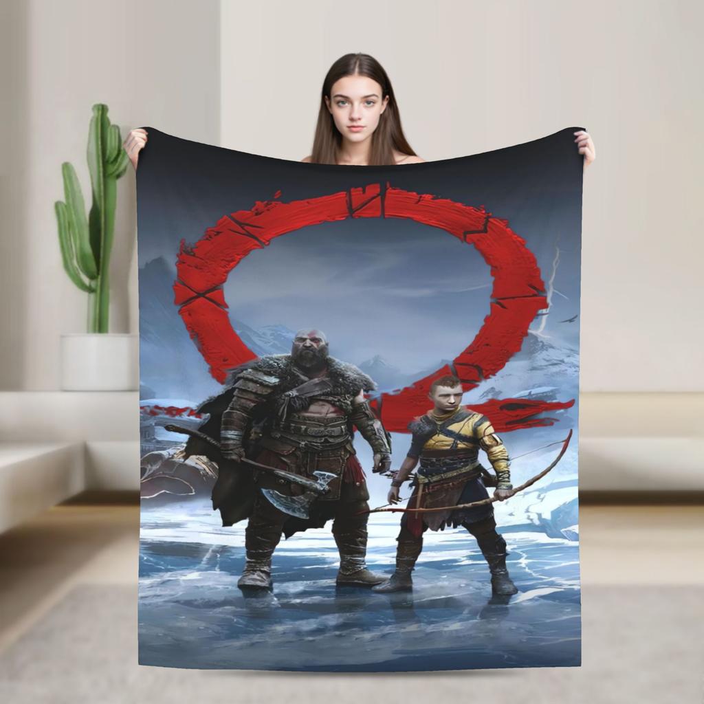 God of War Game Gamers Kratos Blanket Camping Flannel Throw Blanket For Couch Chair Super Warm Bedspread Birthday Present