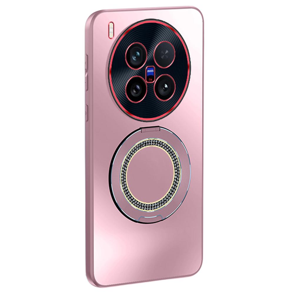 For vivo X200 Ultra 5G Phone Case with Diamond Ring Holder Dual-Color Lens AG Skin-Feel Matte Cover