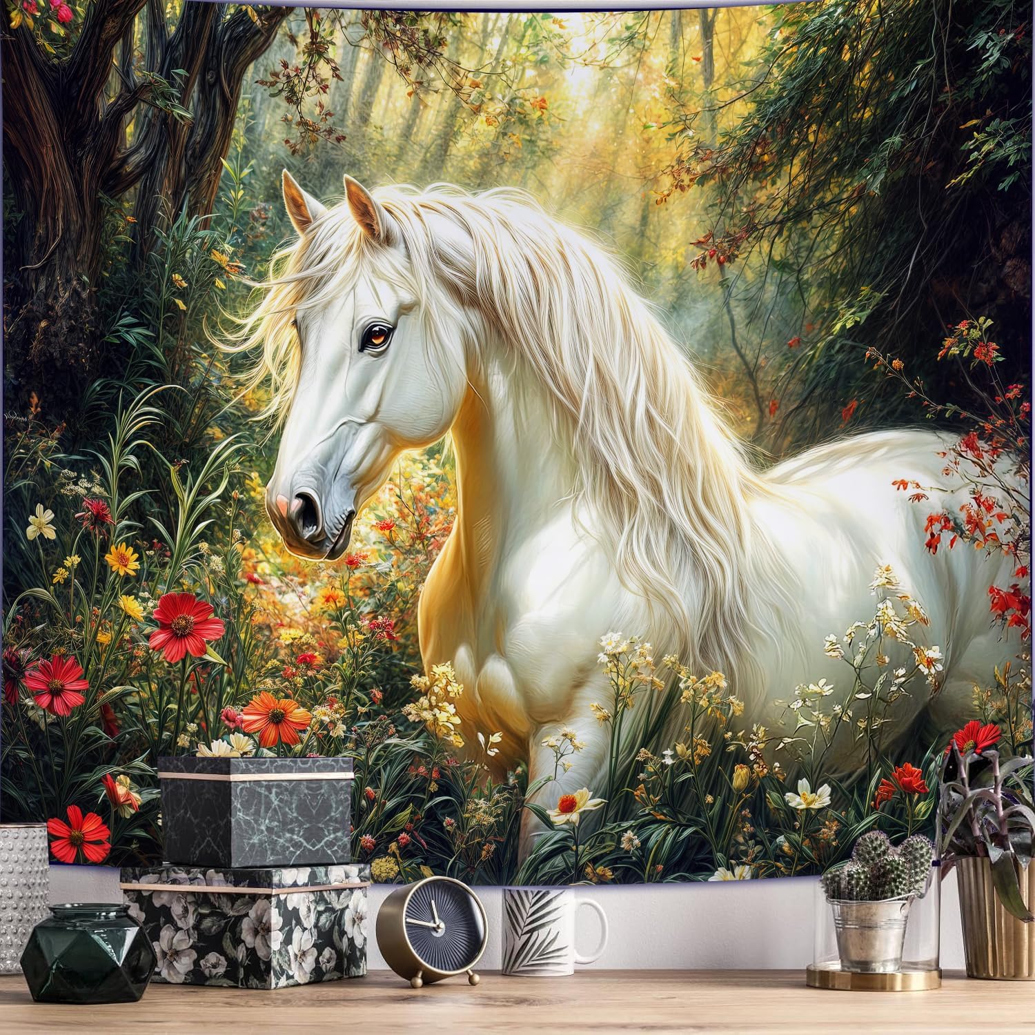 Tapestry horse wild animal 75x100