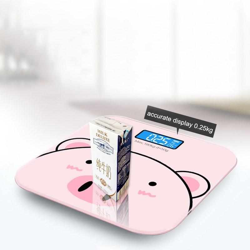 Cartoon Pig Bathroom Body Scales Lcd Display Body Weighing Digital Scales Toughened Glass Floor Electronic Smart Weight Scales