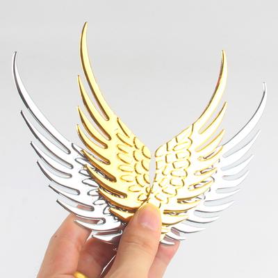 1pair Car Auto Motorcycle Body Sticker 3D Eagle Angel Wings Badge Style Metal Aluminum Decals Silver/Gold Exterior