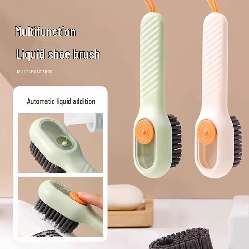 Multifunctional Liquid Dispensing Shoe and Clothes Brush - Gentle On Shoes, Press-Type Design for Easy Cleaning