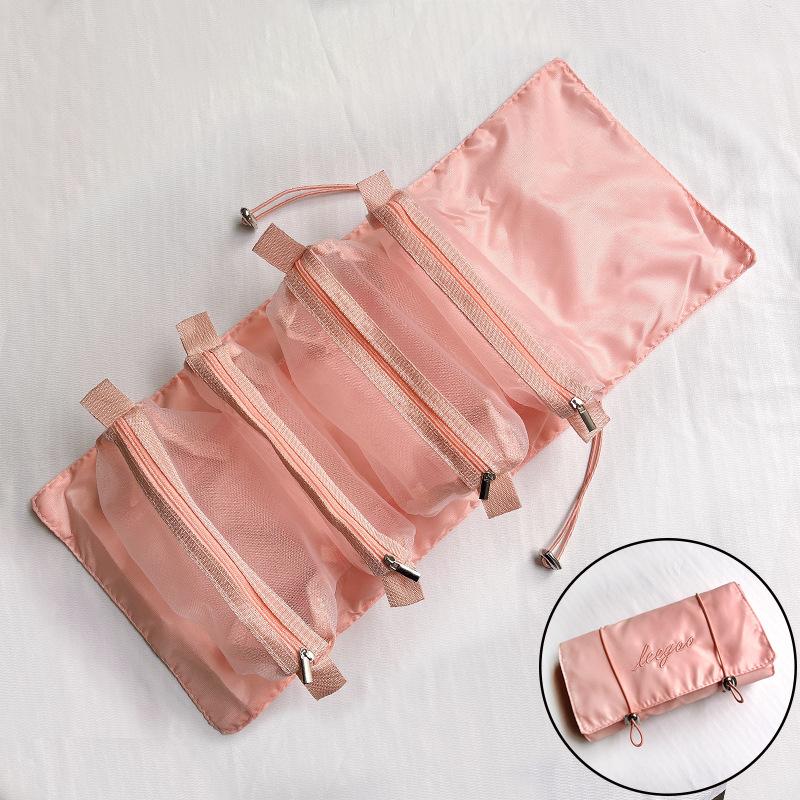 4in1 Detachable Makeup Bag Organizer Organizer Storage Bag Separation Travel Storage Organizers Folding Portable Wash Bag