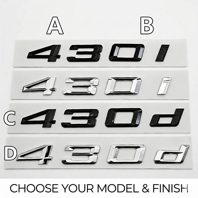 Glossy Black Chrome 430i 430d Trunk Letters Emblem Badge Logo Decal Sticker For BMW 4 Series F32 F36 G22 Car Styling Accessories Up2