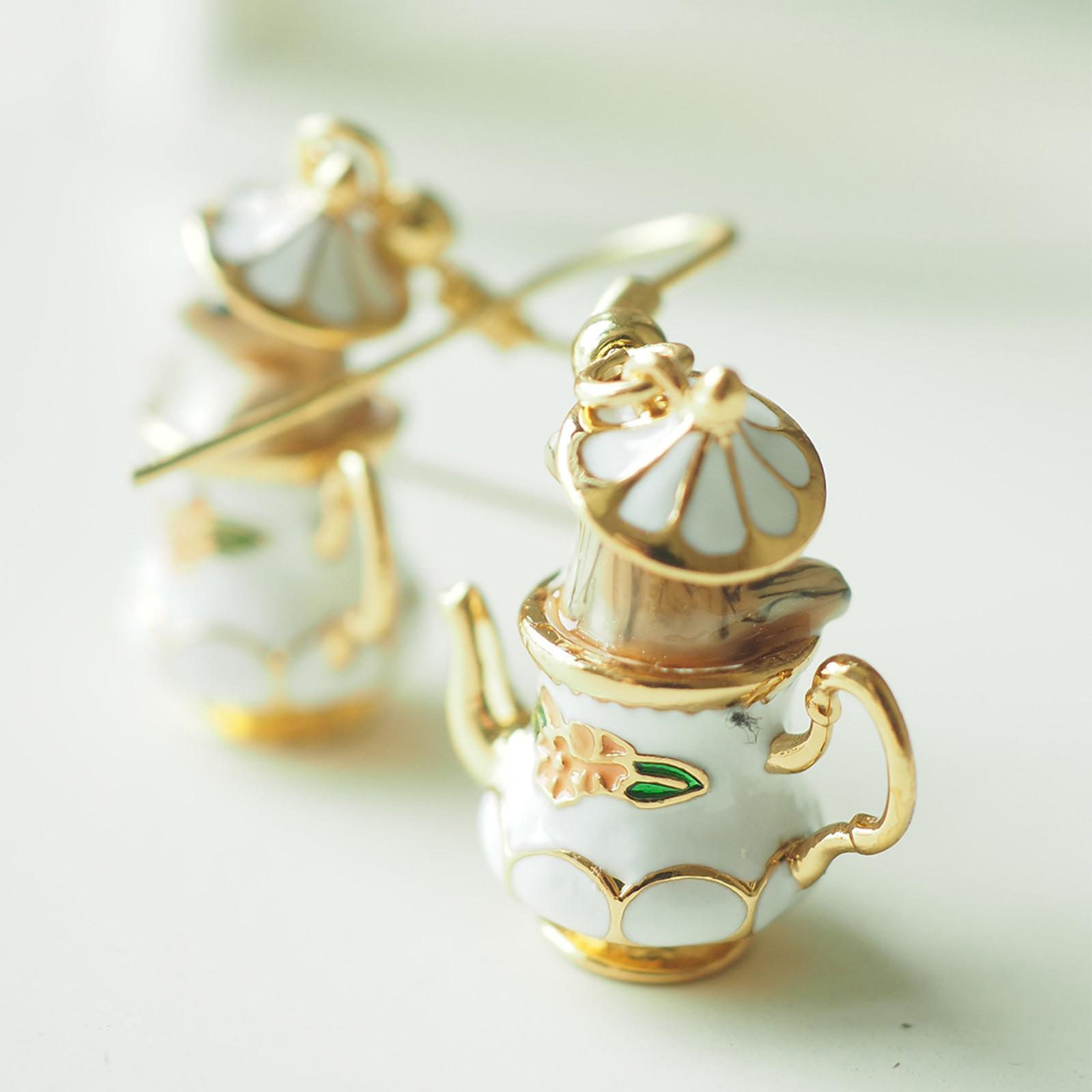 Творческий милый мультфильм чашка бурундук серьги ручной работы падение клей мышь золотой — фото 3