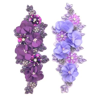 Fashion Diamond Crystal Studded Flower Patches Fabric Applique For Women Dress Waist Embellishment Decoration Sewing Accessories