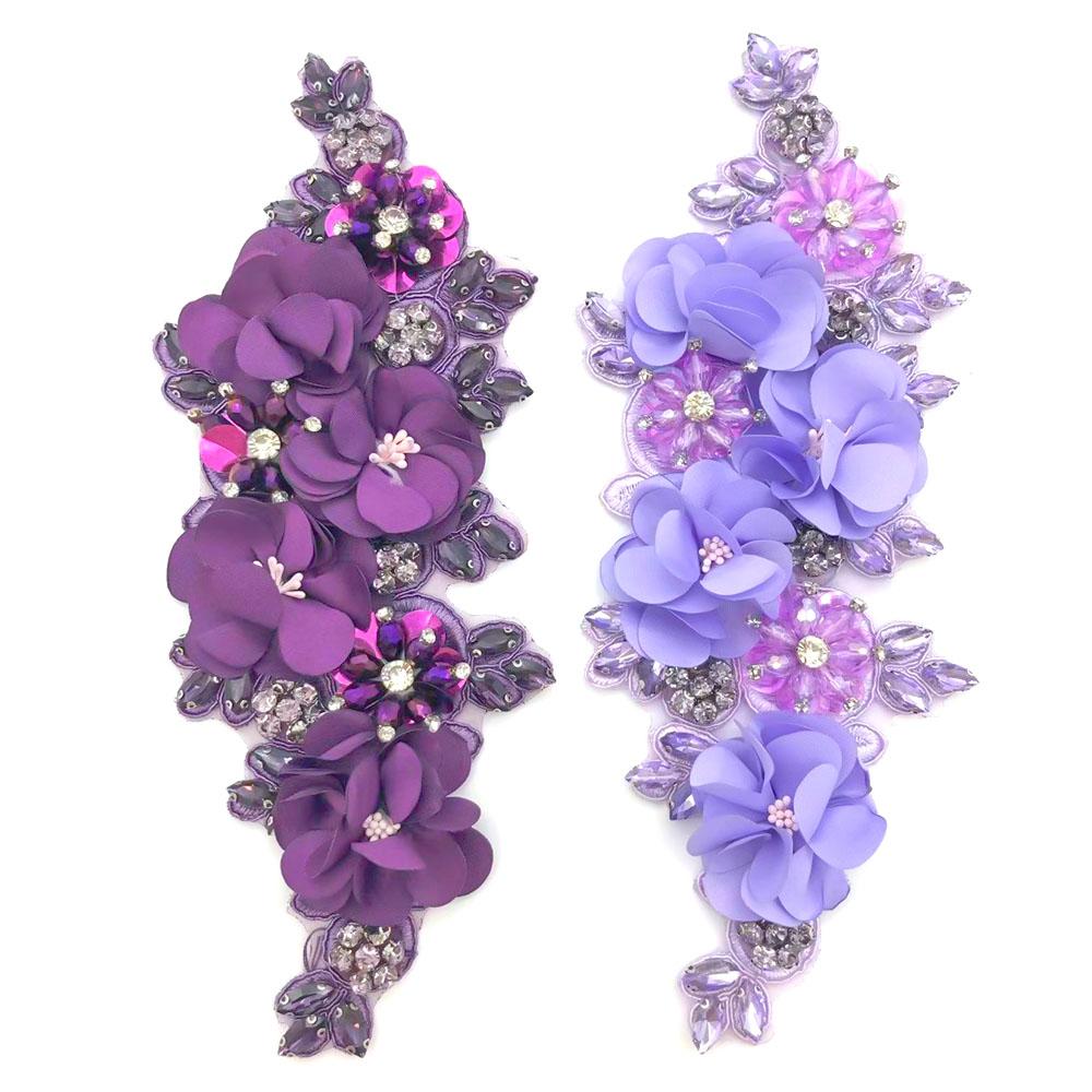 Patchs Fleurs Strassés Diamant Cristal Mode Applique Tissu Pour Robe Femme Embellissement Taille Décoration Accessoires Couture