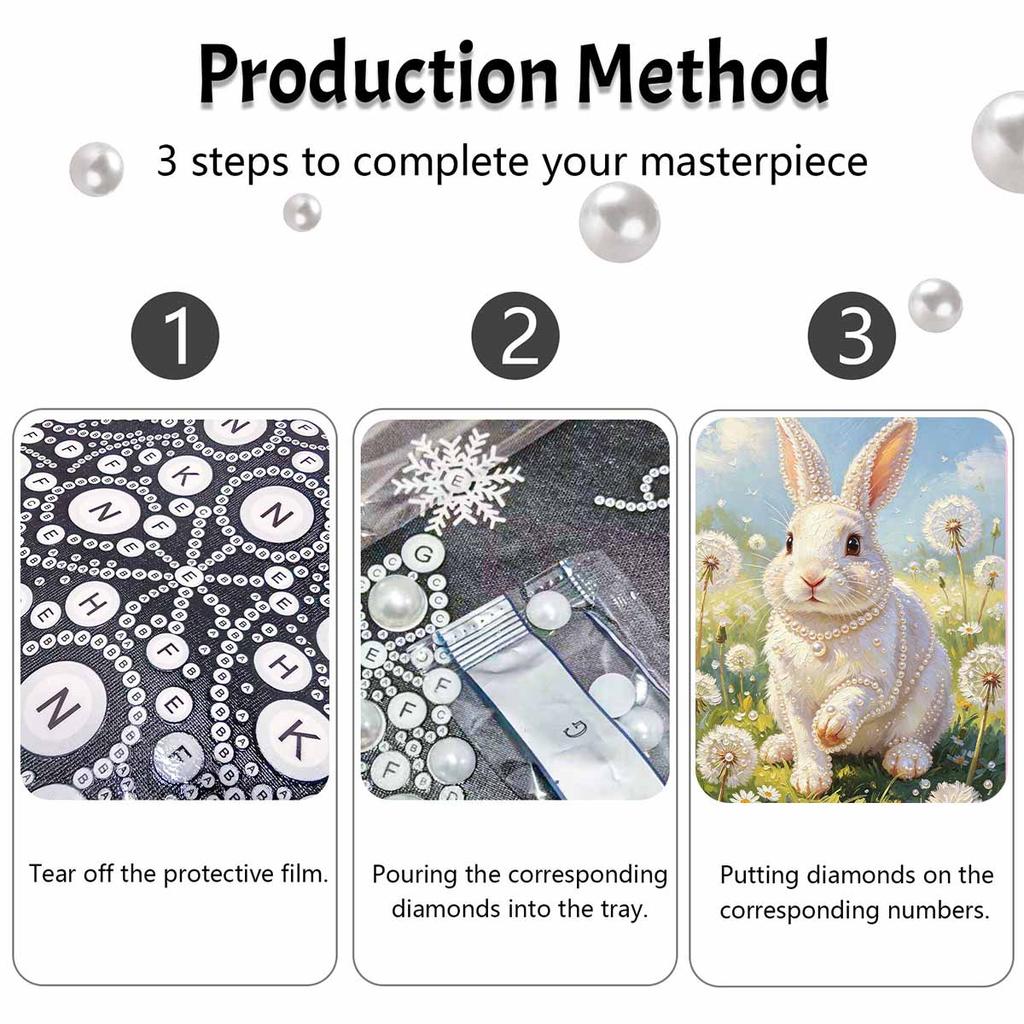 Pearl painting kit painting art rabbit dandelion floral handmade diy home decoration painting