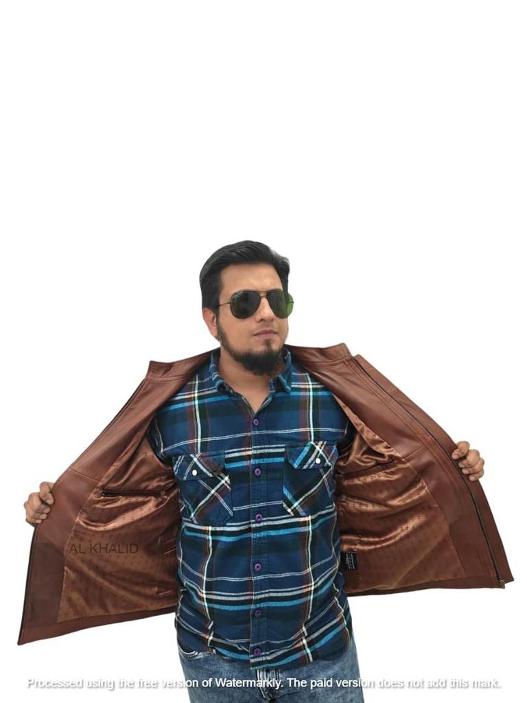 Handmade Men's Jacket Lambskin Brown Leather Racer Quilted Designer Biker Soft