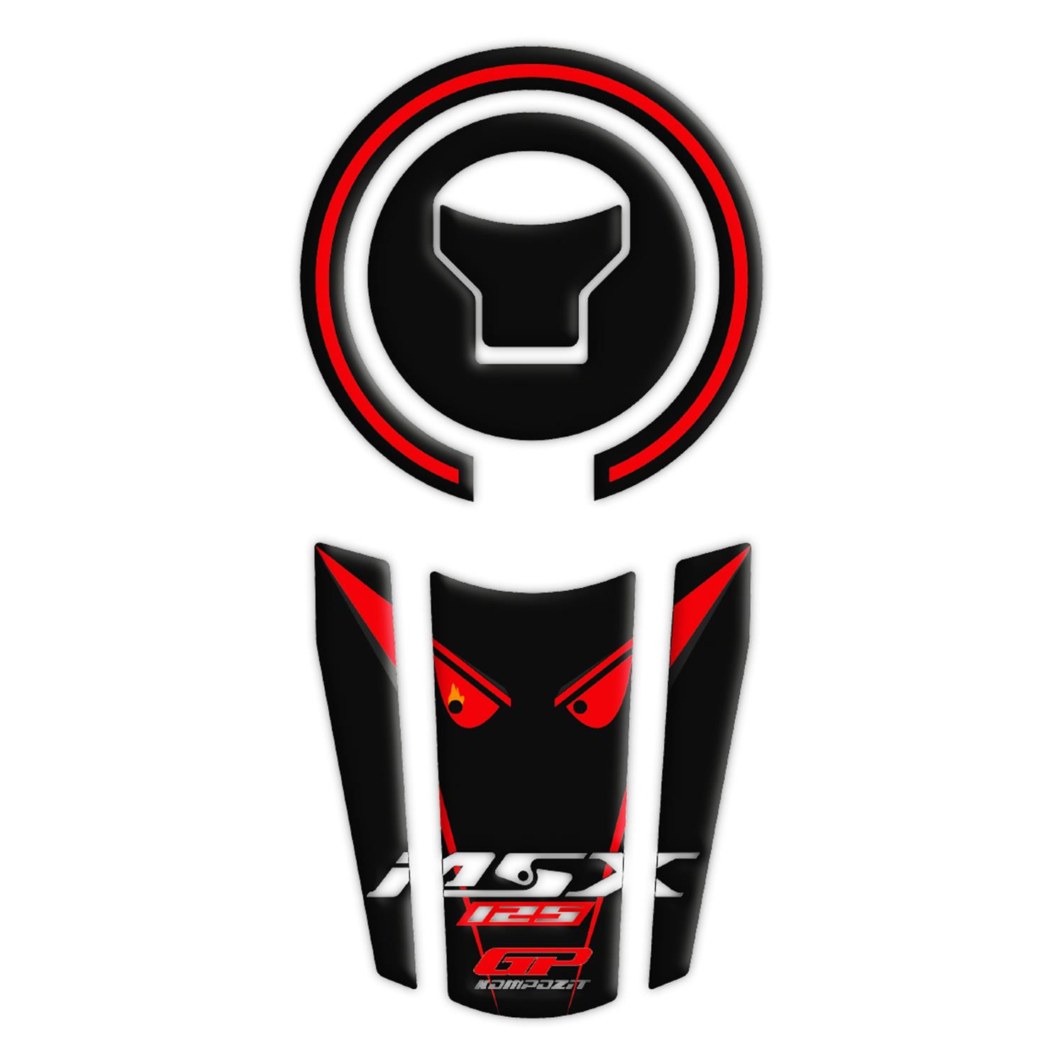 

GP Composite Honda MSX125 2012-2018 Compatible Tank Pad Set Black-Red