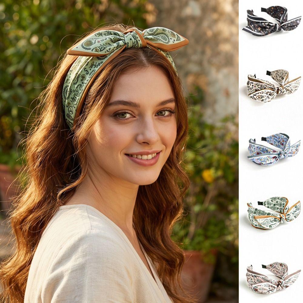 Ethnic Style Paisley Headband Floral Rabbit Ears Hairband Fashion Cashew Flower Headband Shower