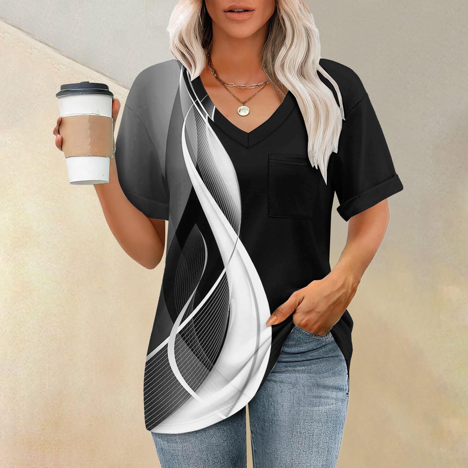 

Футболка с коротким рукавом и V-образным вырезом с принтом растений XL винный