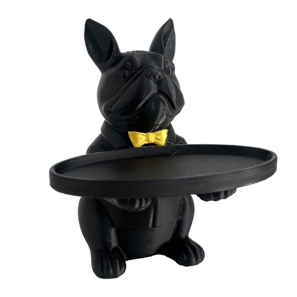 

9cm French Bulldog Statue Tray Organizer For Keys Candy Jewelry Earrings Modern Art Dining Table Decor For Entryway Coffee Table чёрный