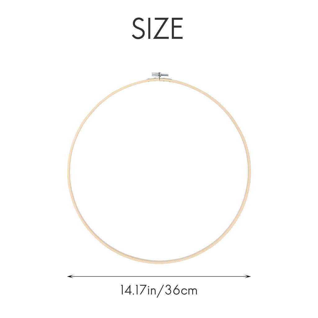 A84E-3 Pieces 14 Inch Embroidery Hoops Wooden Round Adjustable Bamboo Circle Cross Stitch Hoop Ring For Art Craft Handy Sewing