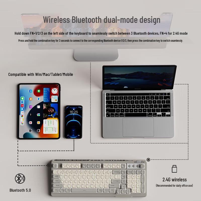 Forerunner V98 Wireless Bluetooth Dual-Mode Membrane Keyboard