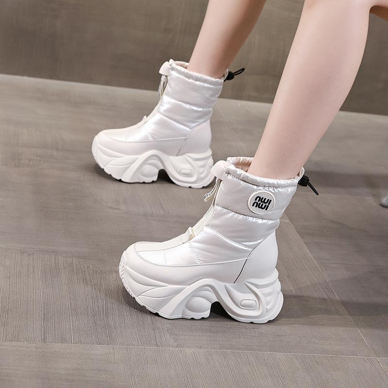 Thick-soled inner height increase velvet waterproof and non-slip snow boots children's 2025 winter new thermal cotton shoes medium and high tube tide