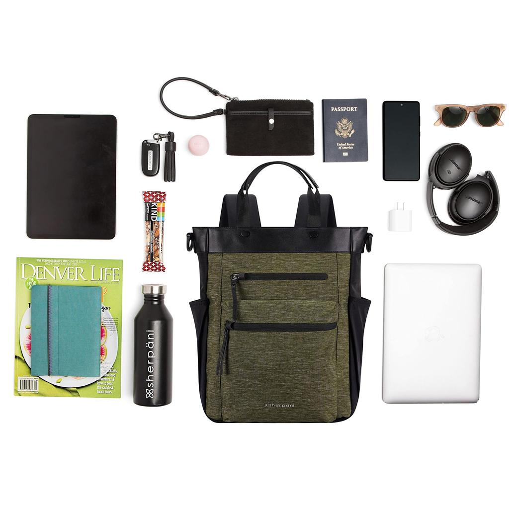 Plecak Podróżny Soleil, Plecak Konwertowalny, Torba na Laptop, Torba Crossbody, Pasuje na Laptopa, Średni, Sterling, Plecak Konwertowalny [Sherpani] Damski Soleil,